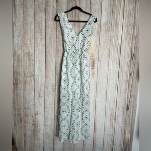 A New Day Cream and Green Leaf Print Maxi Dress